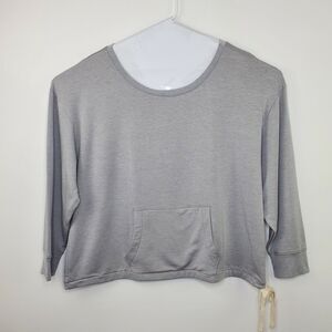 J Crew Sweatshirt Womens 2X Gray Cloud Fleece Kangaroo Pocket Drawstring NWT